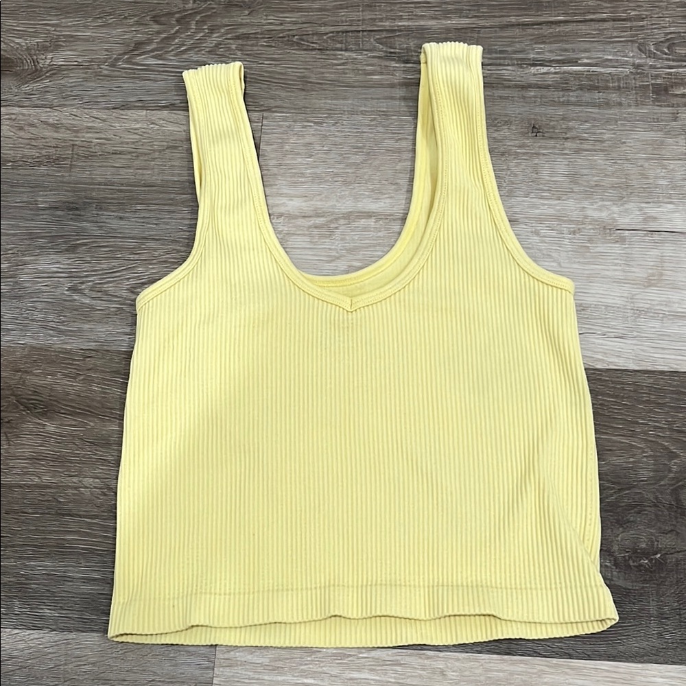 Yellow Ribbed Women's Tank Top